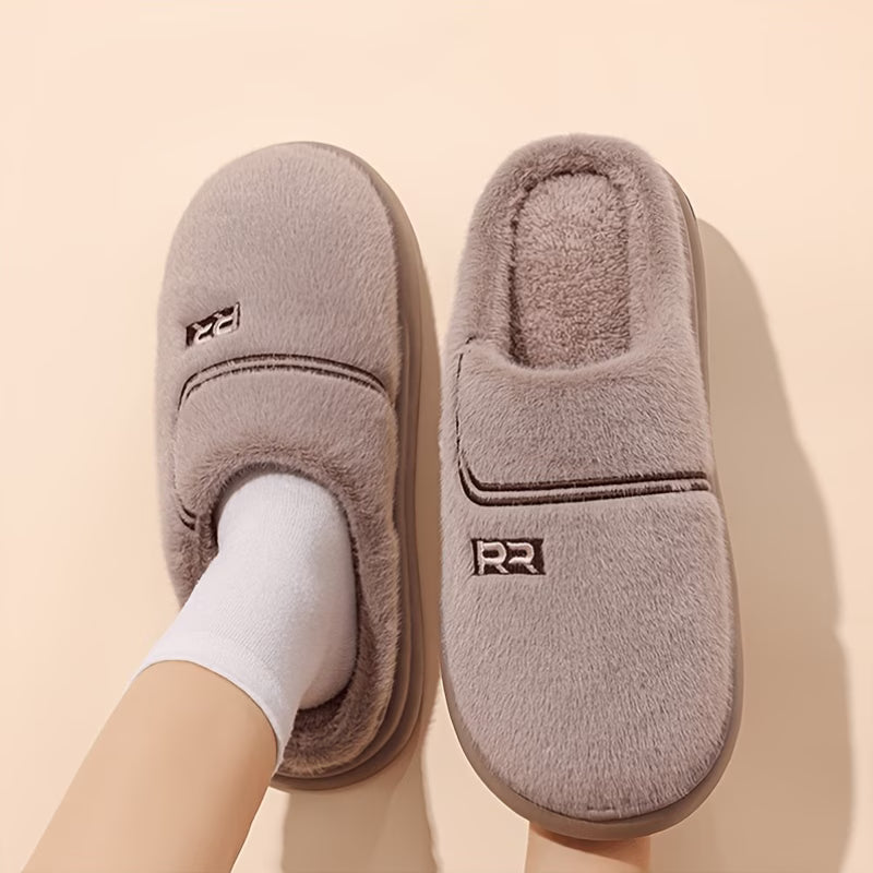 Unisex Autumn & Winter Indoor Plush Slippers – Full-Fill Warm Foot Wrap, Non-Slip & Durable