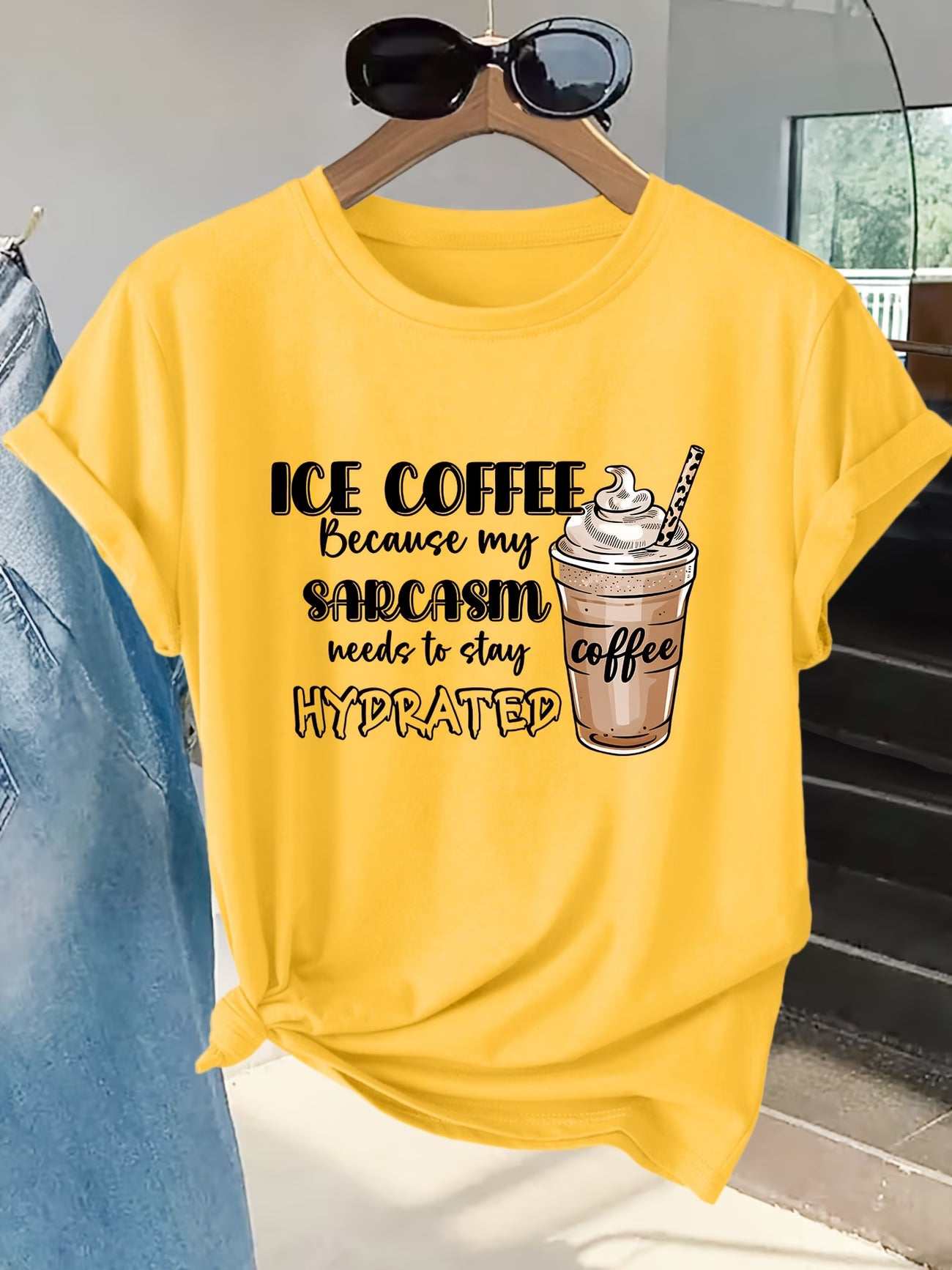 Ice Coffee Leopard Print Graphic T-Shirt