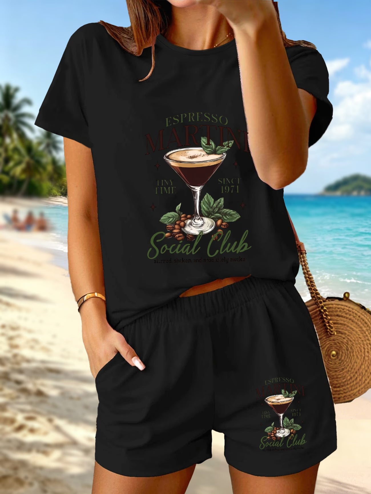 Espresso Martini Printed T-Shirt & Shorts Set