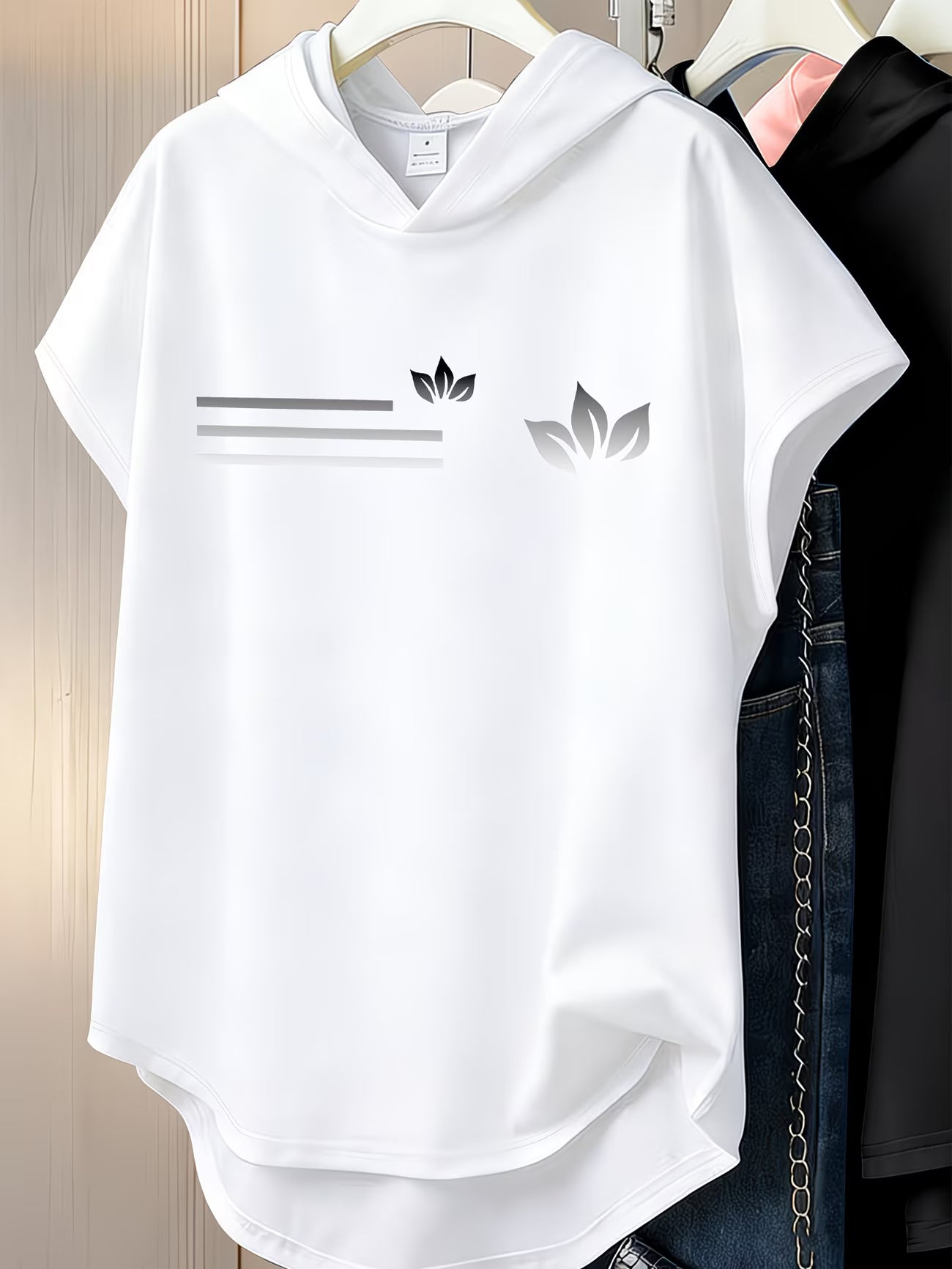 1pc Women's Y2K Retro Minimalist Hooded T-Shirt