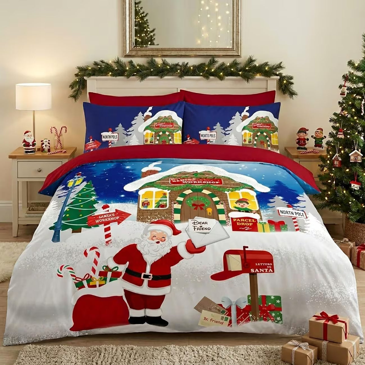 Christmas Panel Print Double Duvet Cover Set