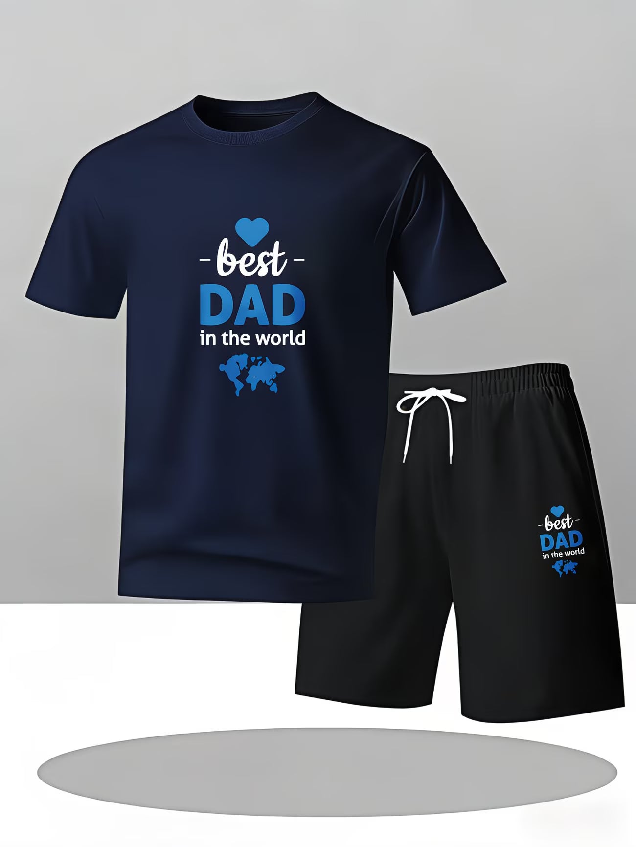 Men's 'Best Dad In The World' Slogan T-Shirt & Shorts Set