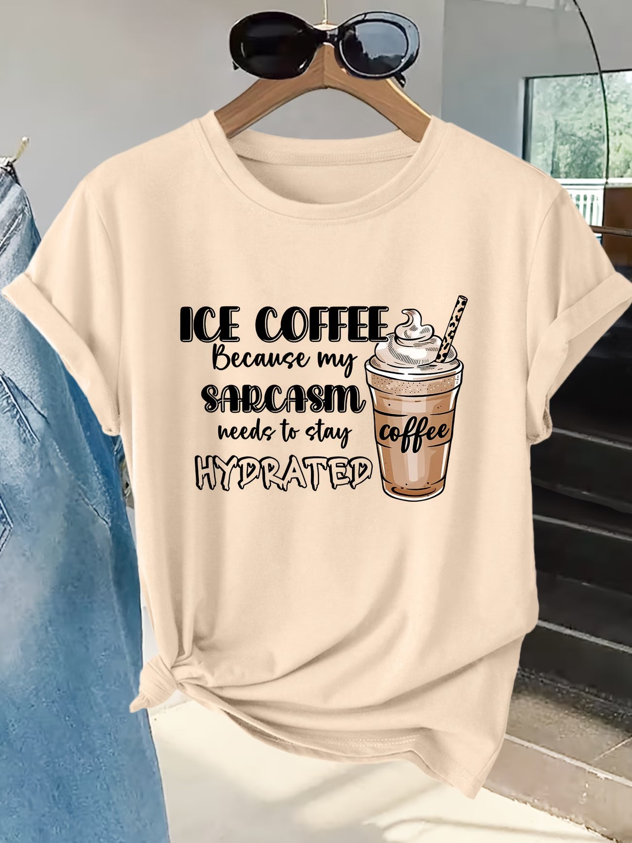 Ice Coffee Leopard Print Graphic T-Shirt