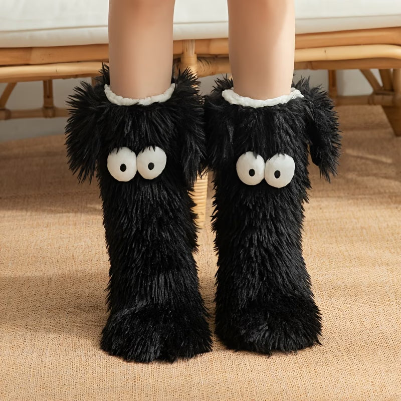 Women's Plush Slipper Socks – Non-Slip Thick Sole & Warm Lining