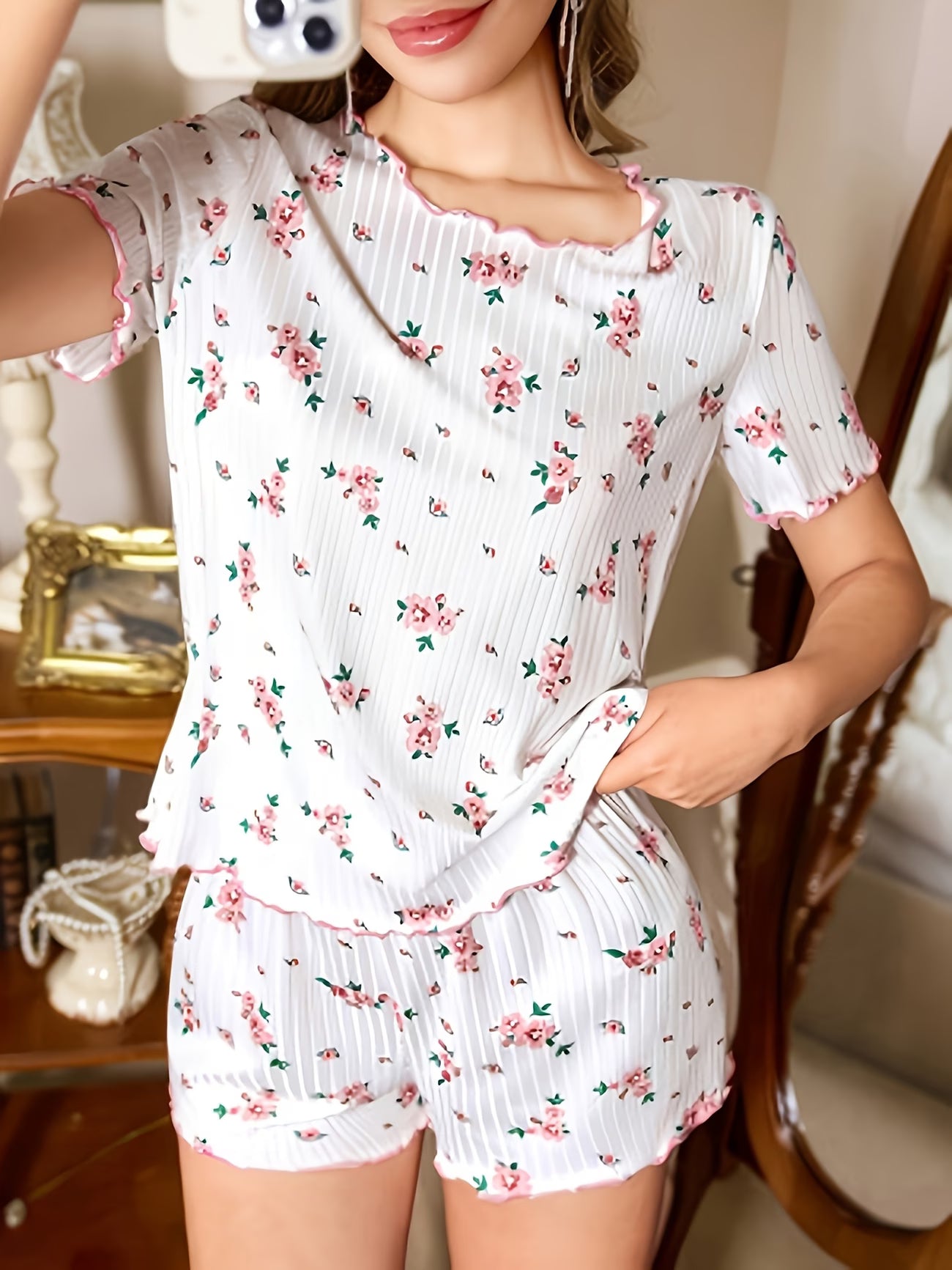 Floral Lace Pajama Set
