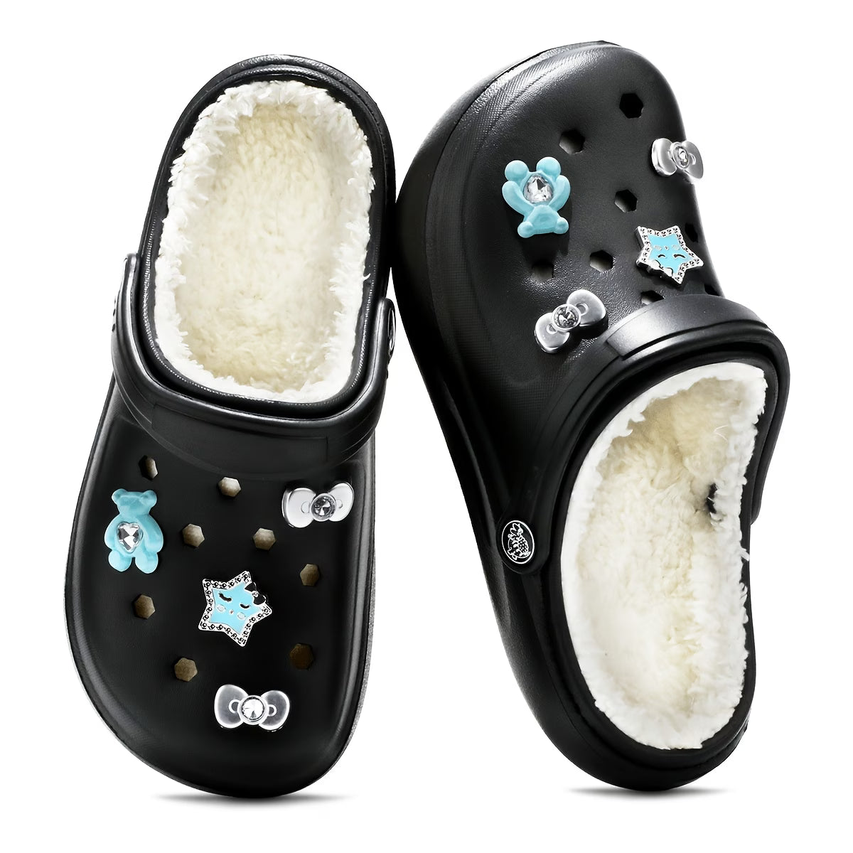 Women's Winter Plush-Lined EVA Garden Clogs – Stylish House Shoes for Home, Parties & Outdoors