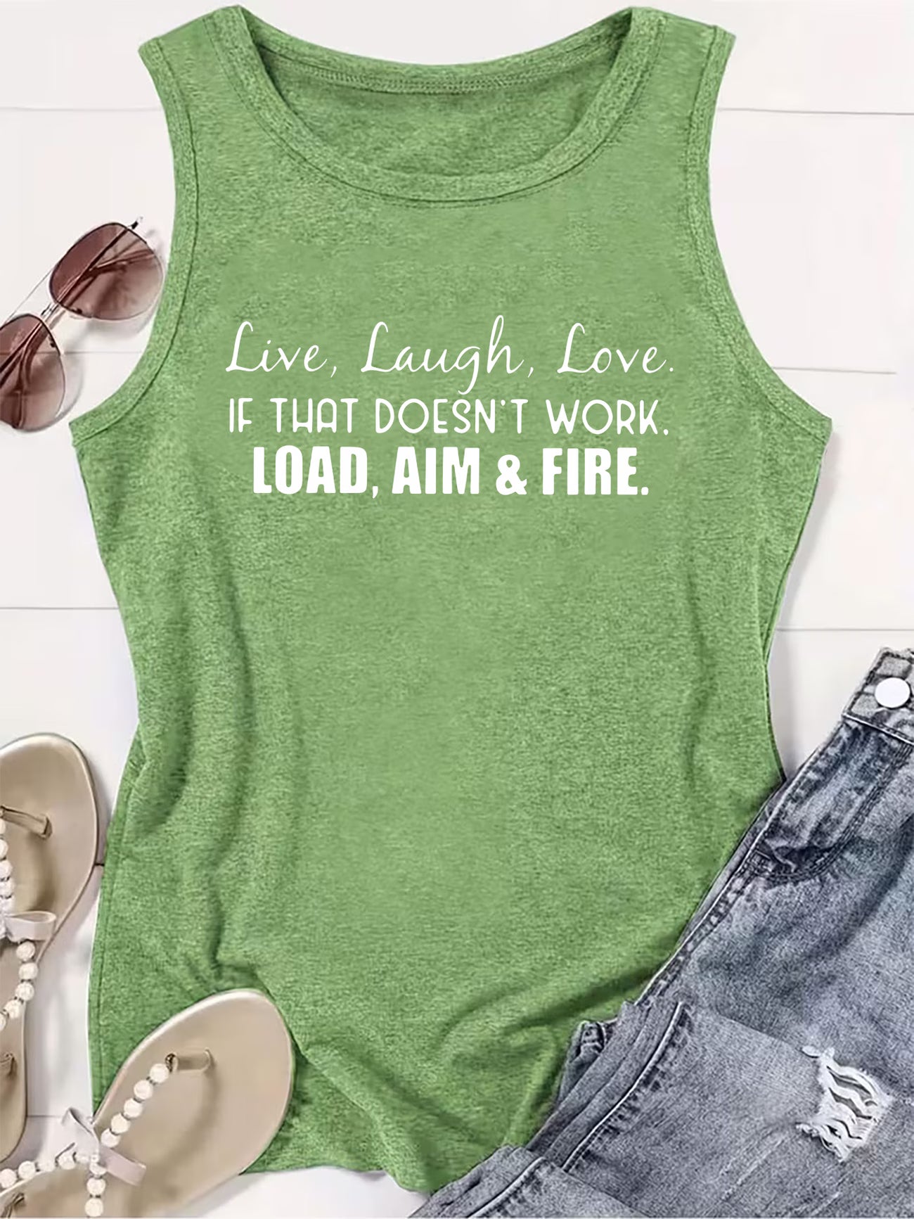 Women's Live Laugh Love Sleeveless Tank Top | Funny Slogan Vest