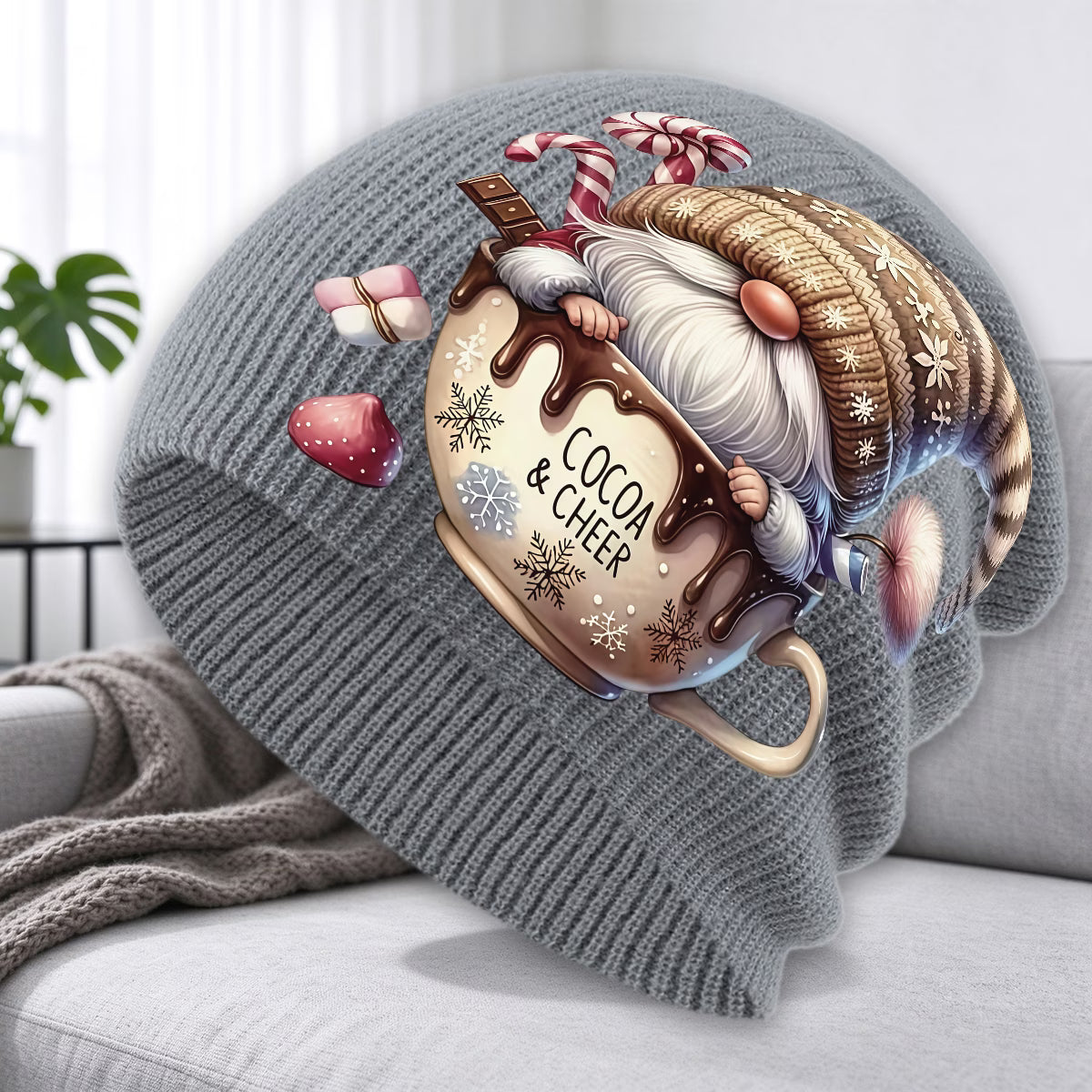 Christmas Cocoa Gnome Print Unisex Beanie