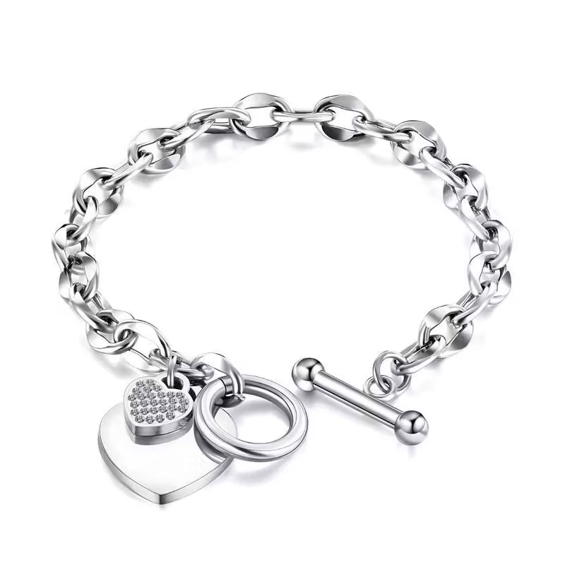 MGJ™ Austrian Crystal Heart Charm Toggle Bracelet for Women