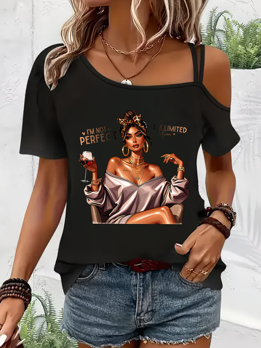 Printed Off-Shoulder Short Sleeve Top