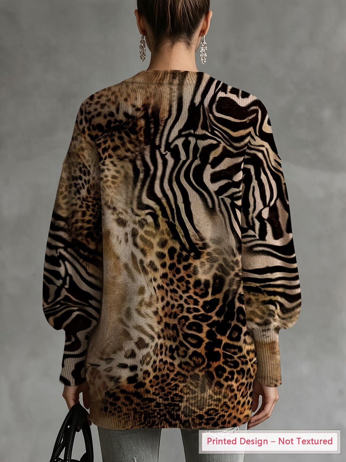 Women's Lightweight Patchwork Animal Print Sweater