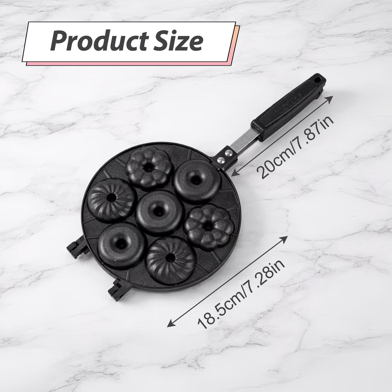 7-Hole Non-Stick Donut Baking Pan with Handle – Heavy Duty Homemade Doughnut Tray