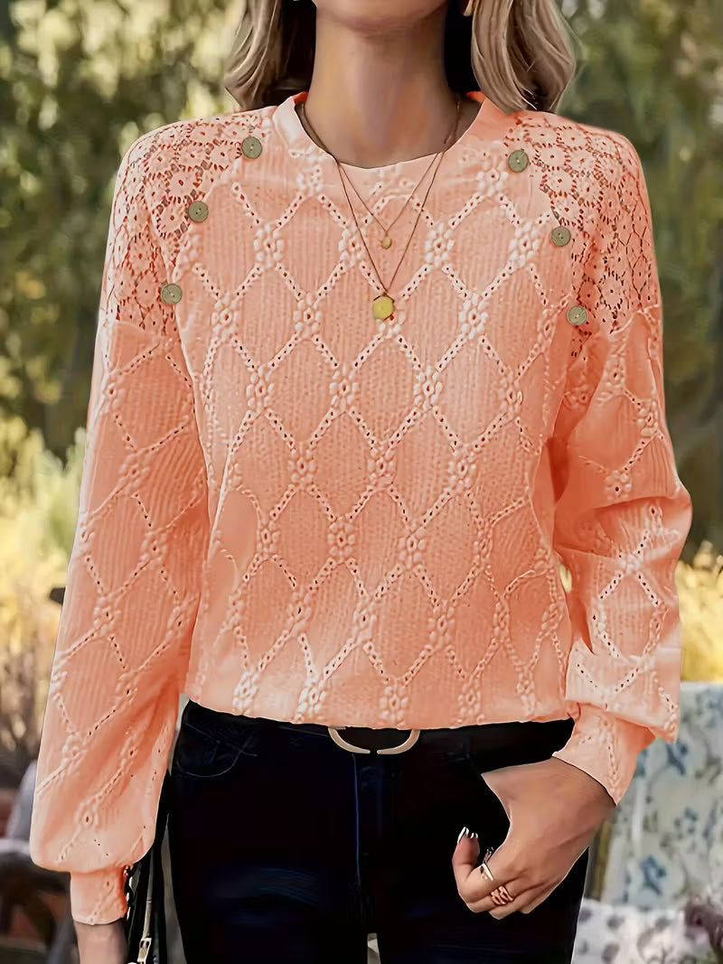 Elegant Crew Neck Solid Top