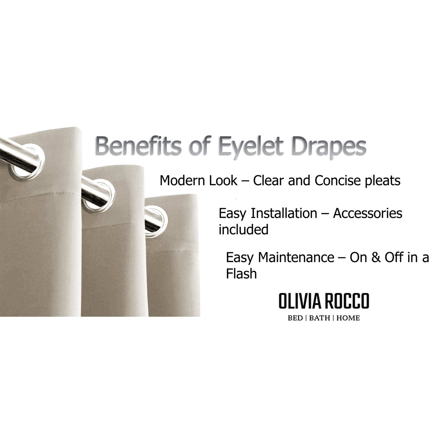 Diamante Natural Blackout Eyelet Curtains with Tie Backs Thermal Ring Top