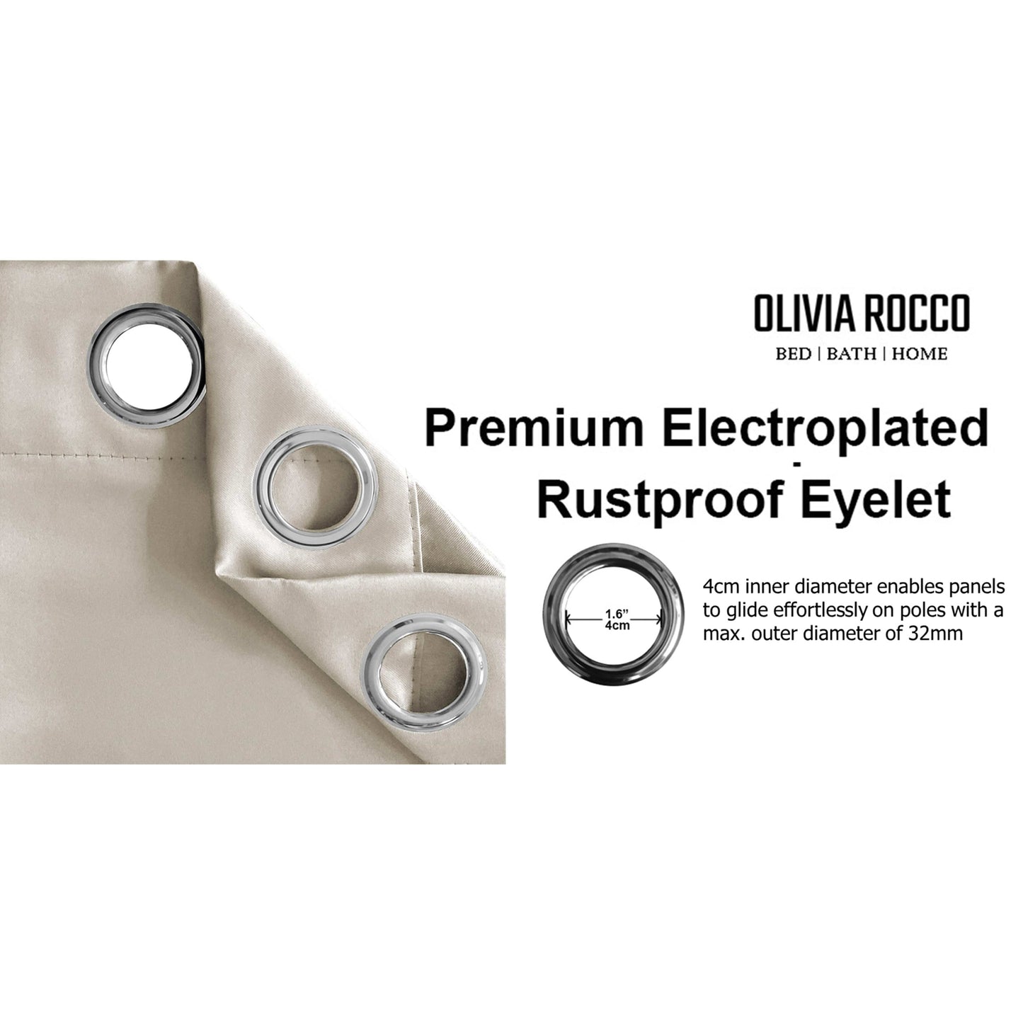 Diamante Natural Blackout Eyelet Curtains with Tie Backs Thermal Ring Top