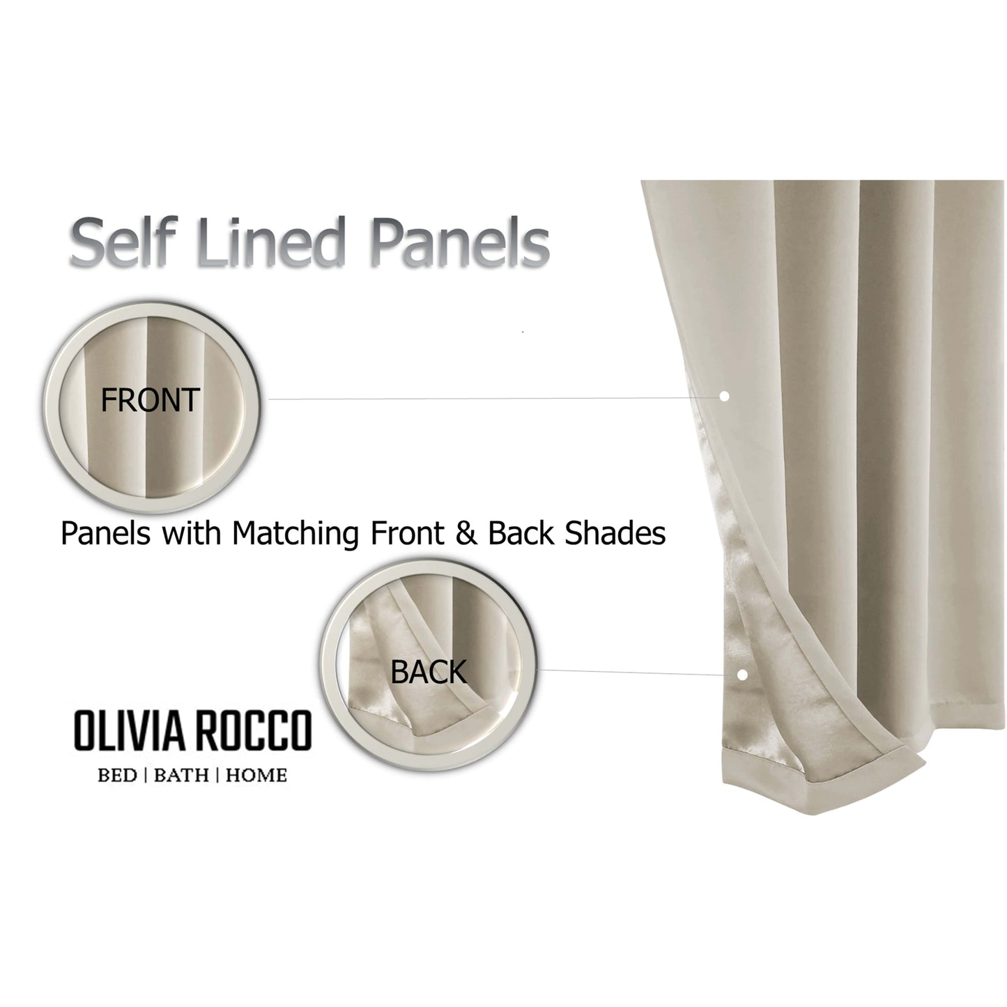 Diamante Natural Blackout Eyelet Curtains with Tie Backs Thermal Ring Top