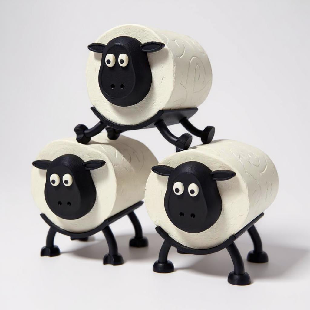 Sheep Toilet Roll Holder – 3D Printed Trio | Funny Bathroom Gift | Made in UK