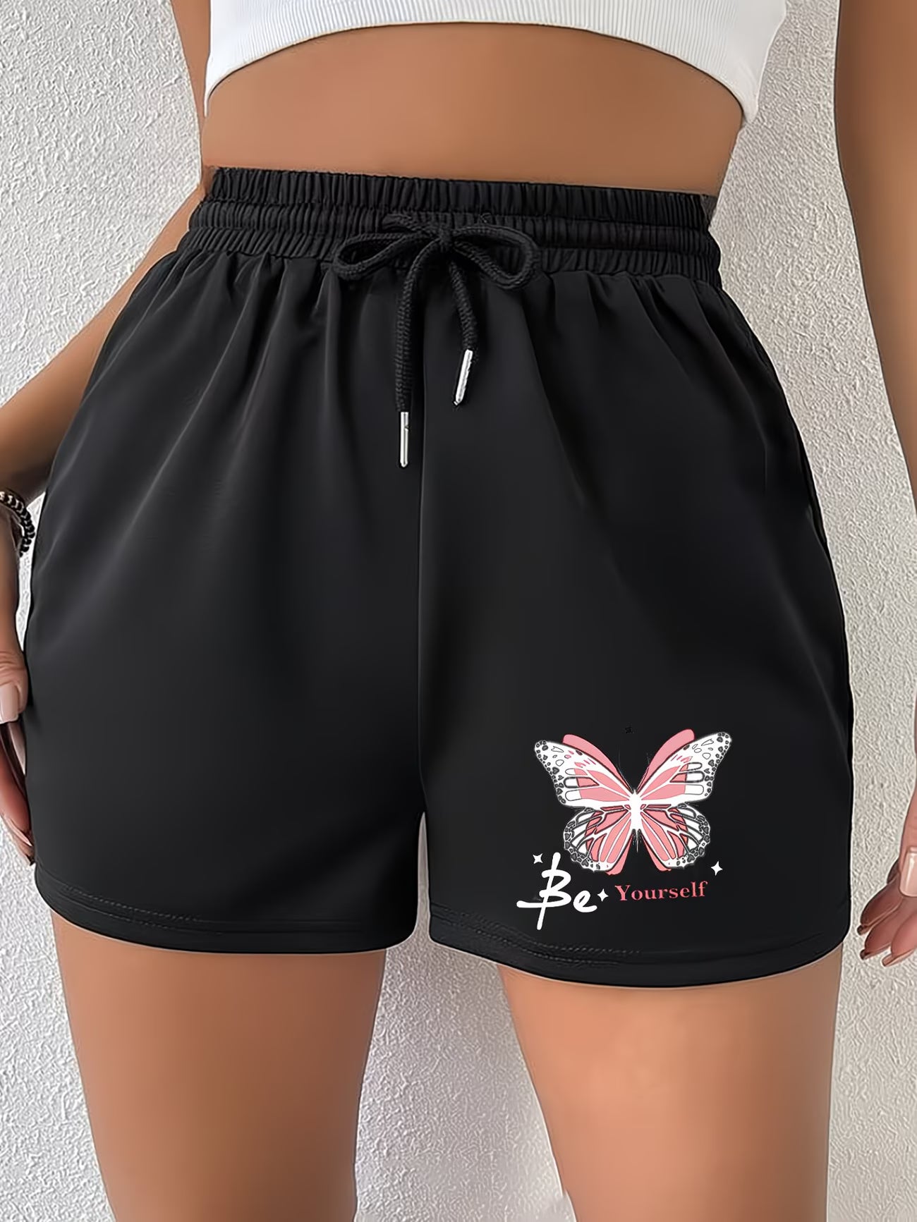 Ladies' Butterfly Print Retro Casual Shorts – Niche Sport-Inspired Design