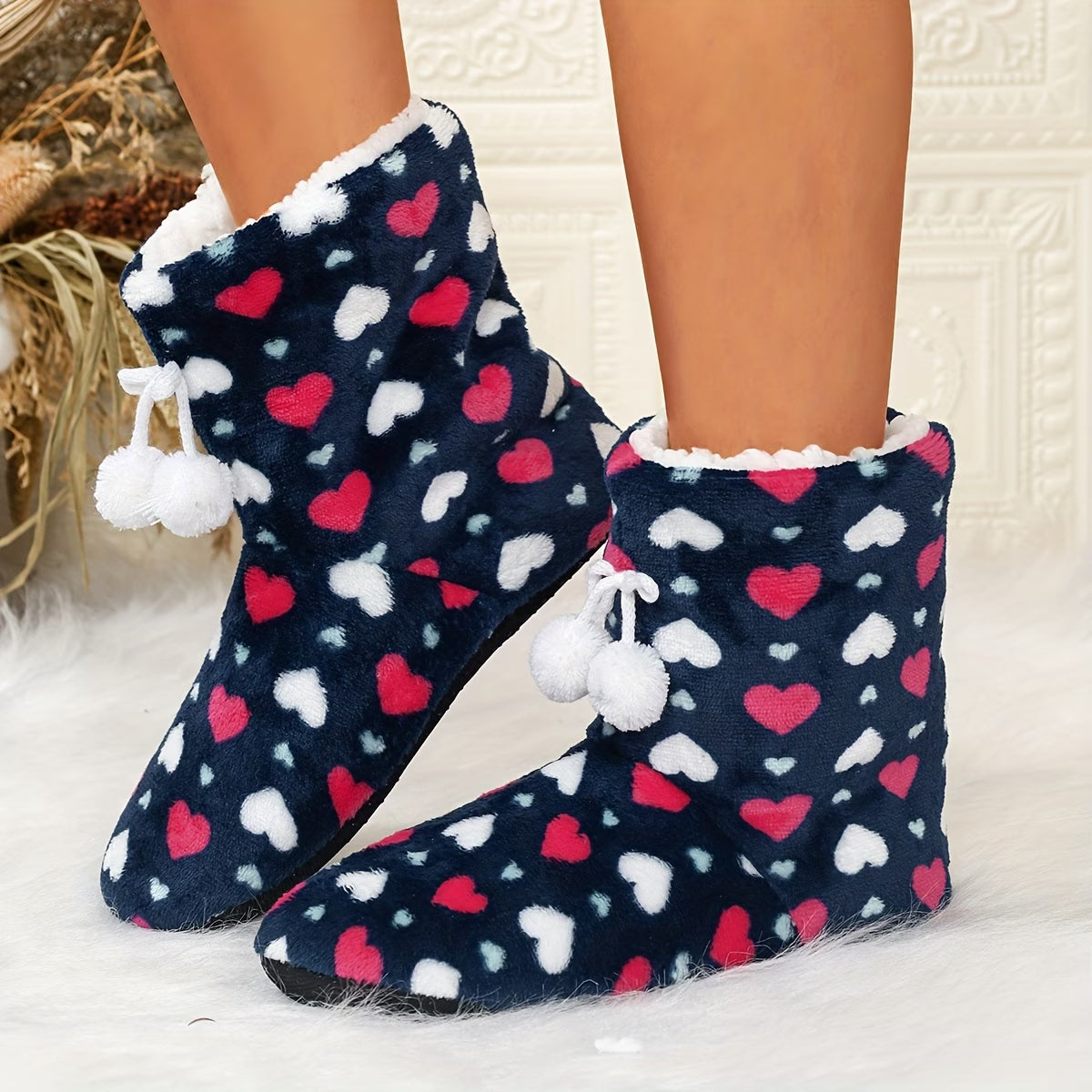 Women's Soft Heart Bow Slippers