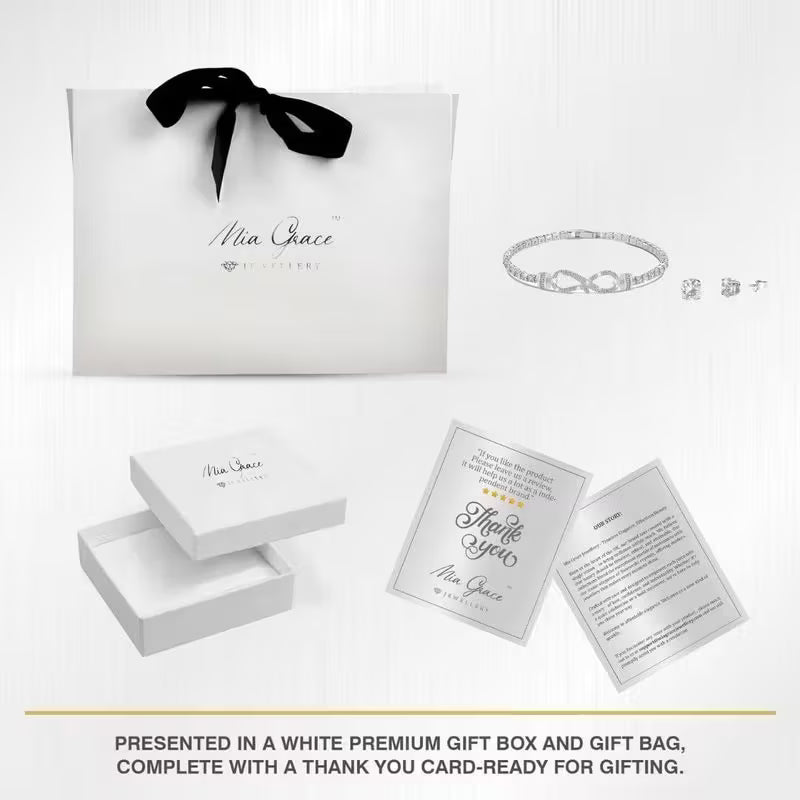 MGJ™ Infinity Pavé Bracelet & Earrings Set for Women with Austrian Crystals