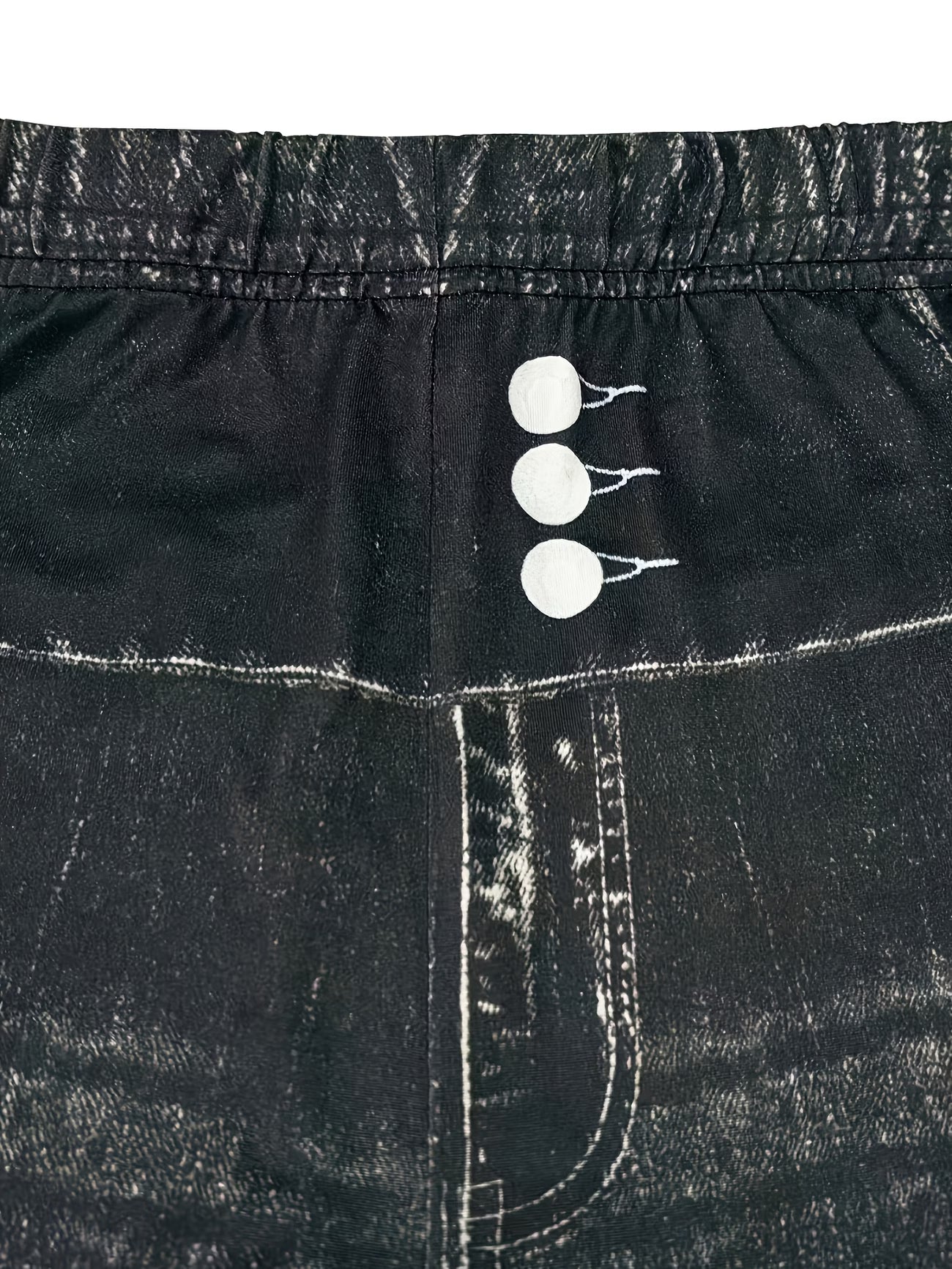 Women's Skinny Shorts — Faux Denim Print | Summer Fashion