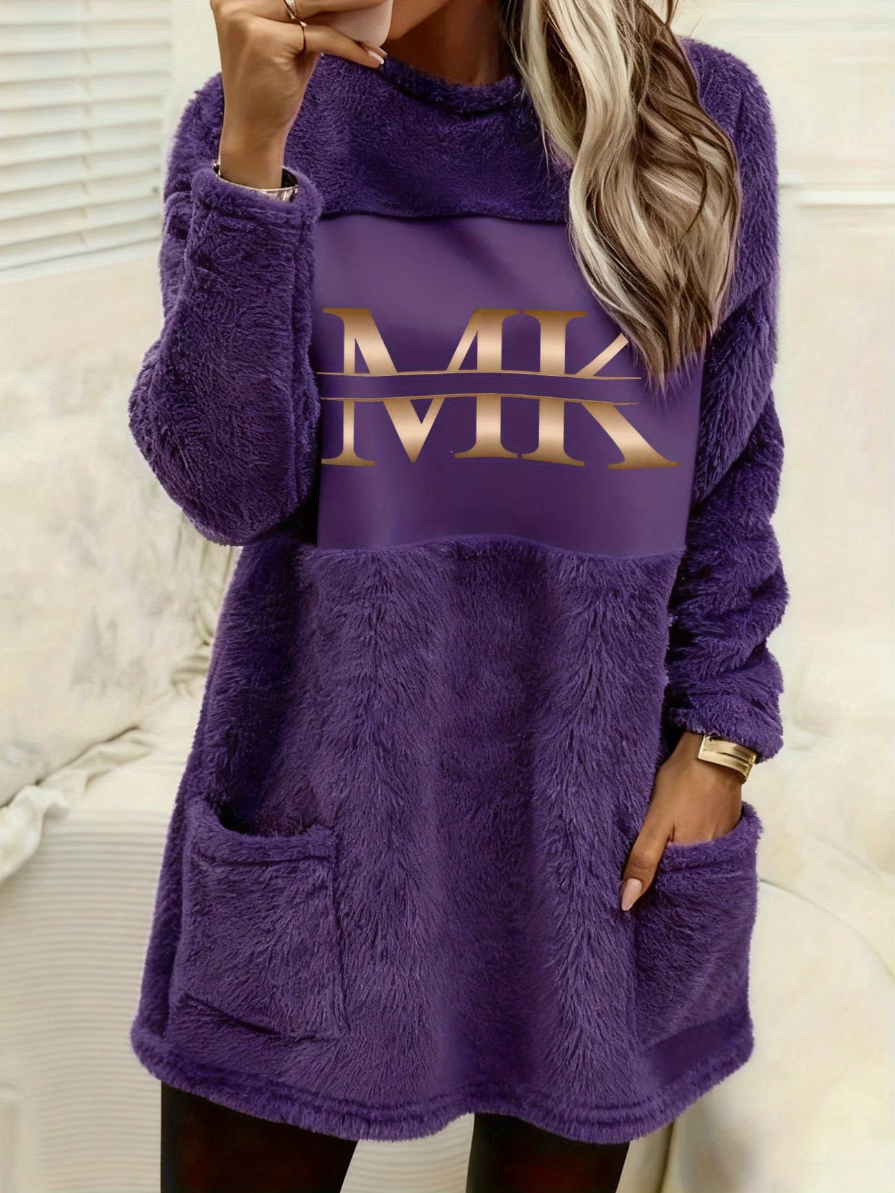 Casual Long-Sleeve Double-Faced Plush Extended Hoodie