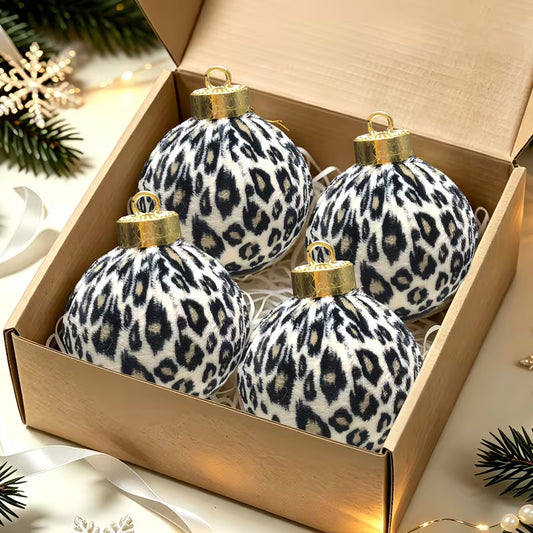 Bohemian Cow Print Ball Ornaments - 8cm Plastic Round Hanging Decorations