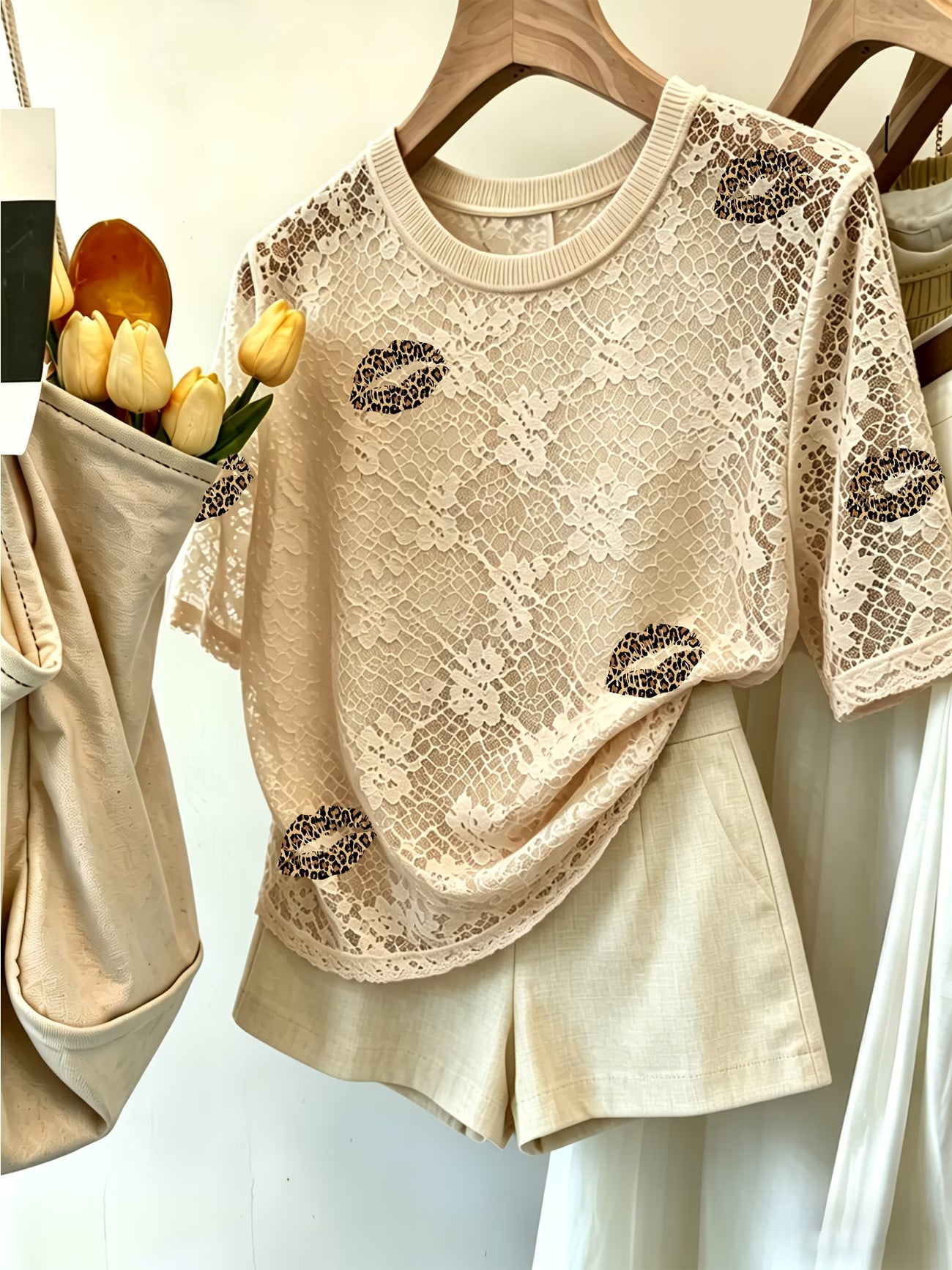 Summer Lace Round Neck Casual T-Shirt