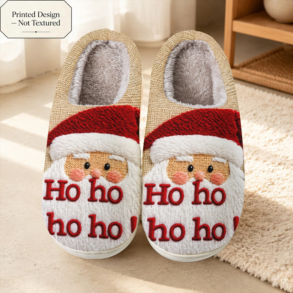 Santa Claus Ho Ho Ho Slogan Soft Slippers