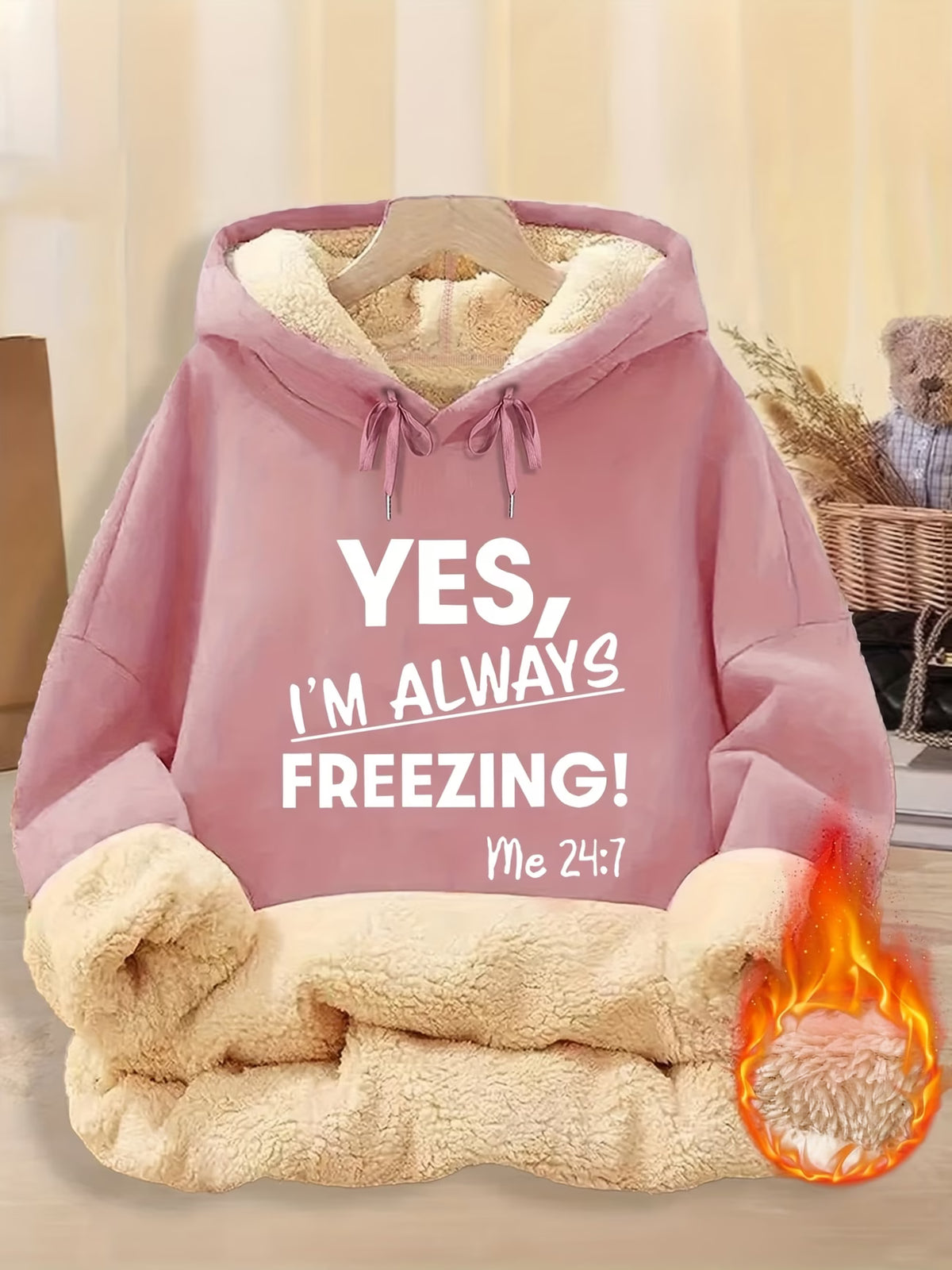 Women's Fleece-Lined Hooded Sweatshirt with Pockets
