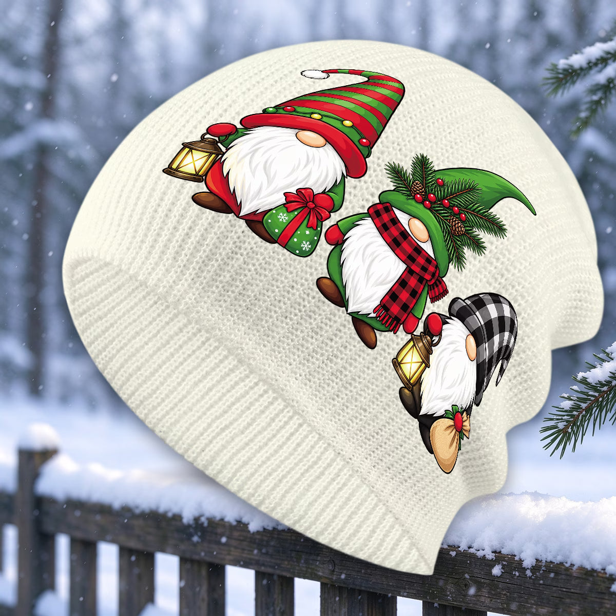 Christmas Gnome Print Unisex Winter Beanie