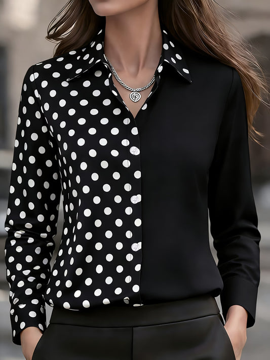 Women's Polka Dot Patchwork Shirt