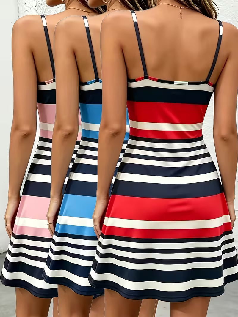 3-Piece Striped Cami Dress Set