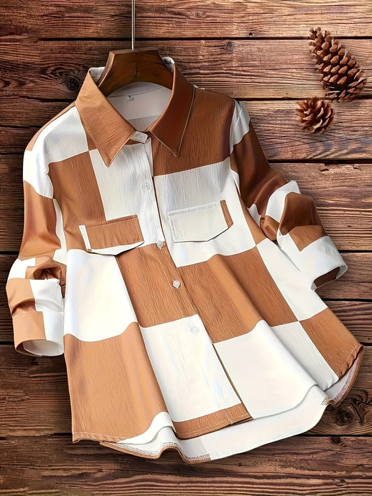 Women's Chic Plaid Button-Up Shirt
