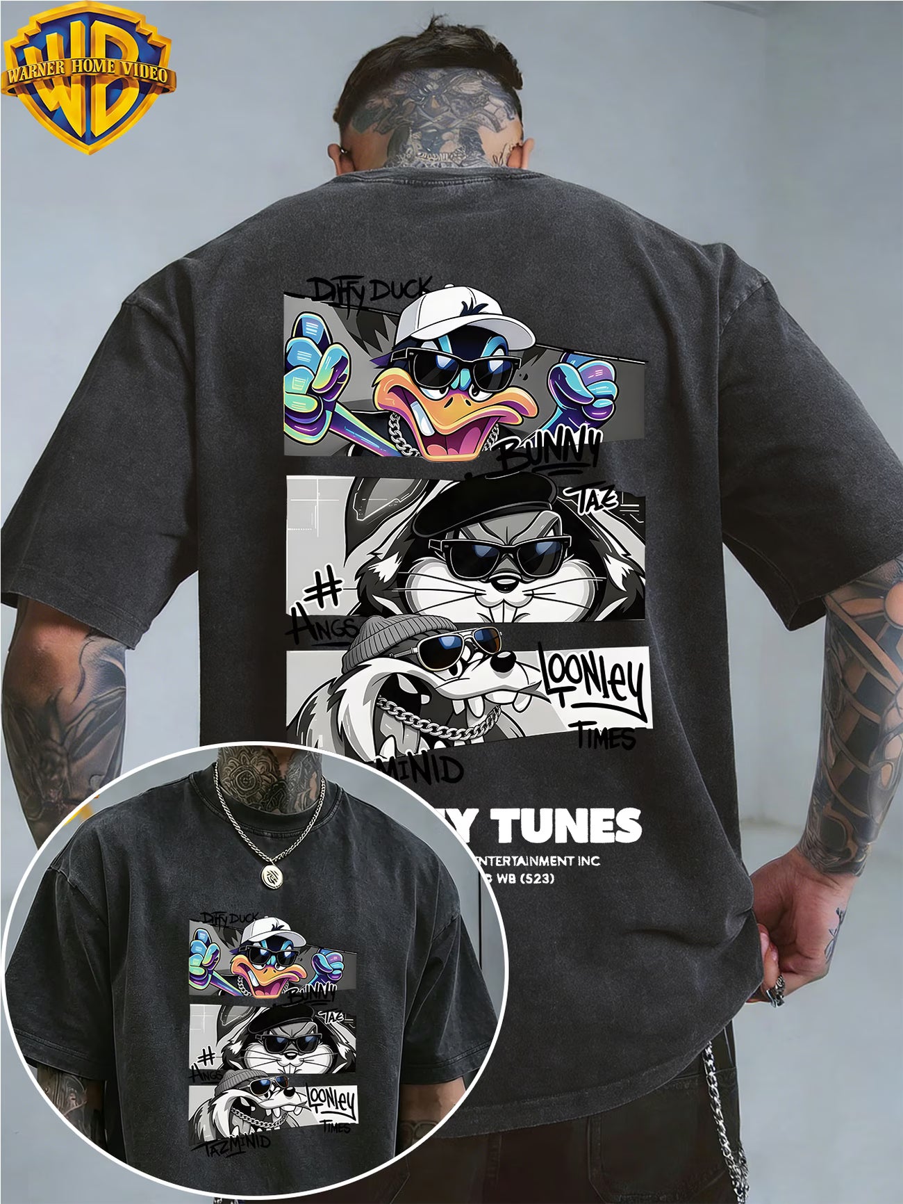 Cool Cartoon Panel Print Short Sleeve T-Shirt
