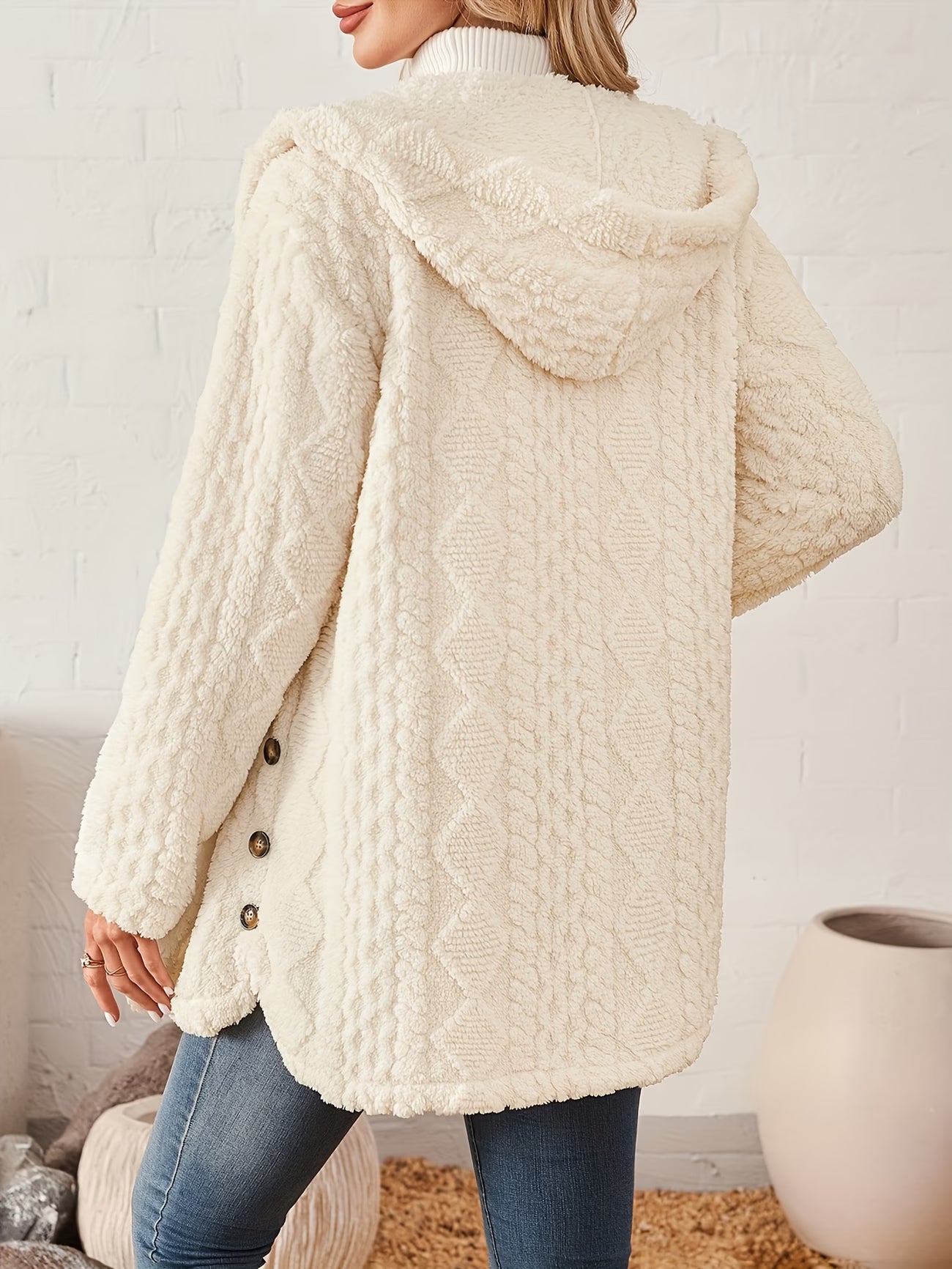 Thickened Plush Hooded Overcoat – Autumn & Winter