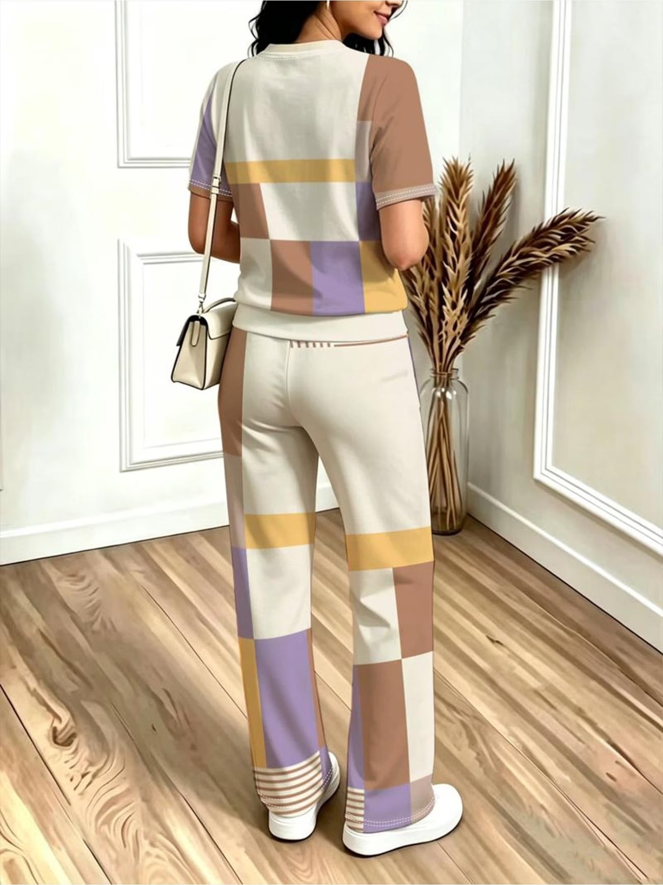 Geometric Abstract Print Women's Pants Set