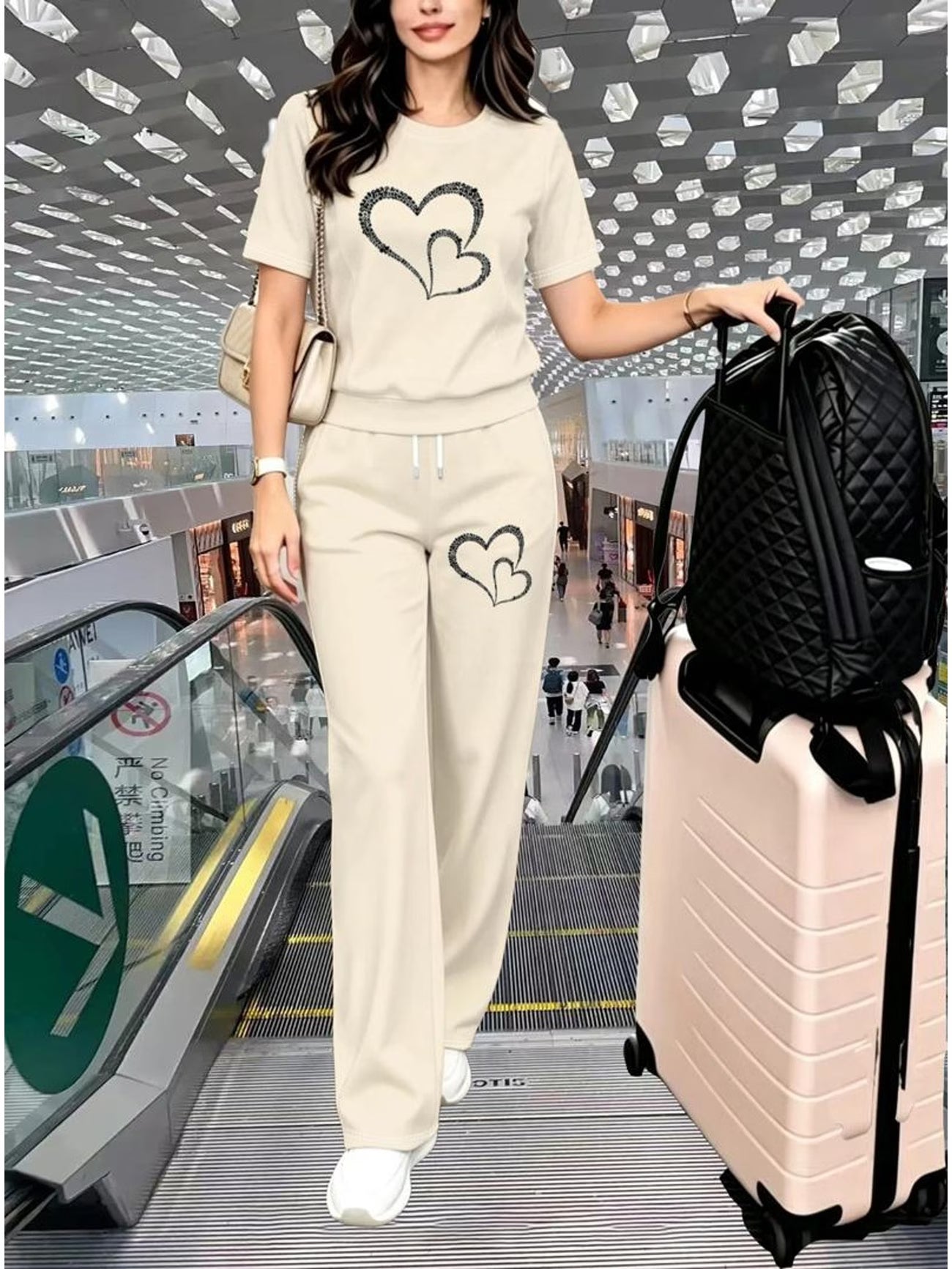 Women's Heart Print 2-Piece Set | Breathable, Colour-Fast & True to Size