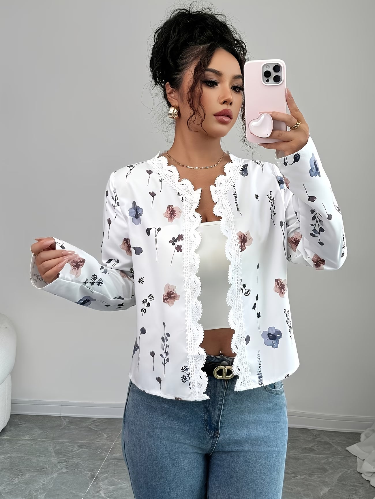 Floral Lace Patchwork Longline Coat