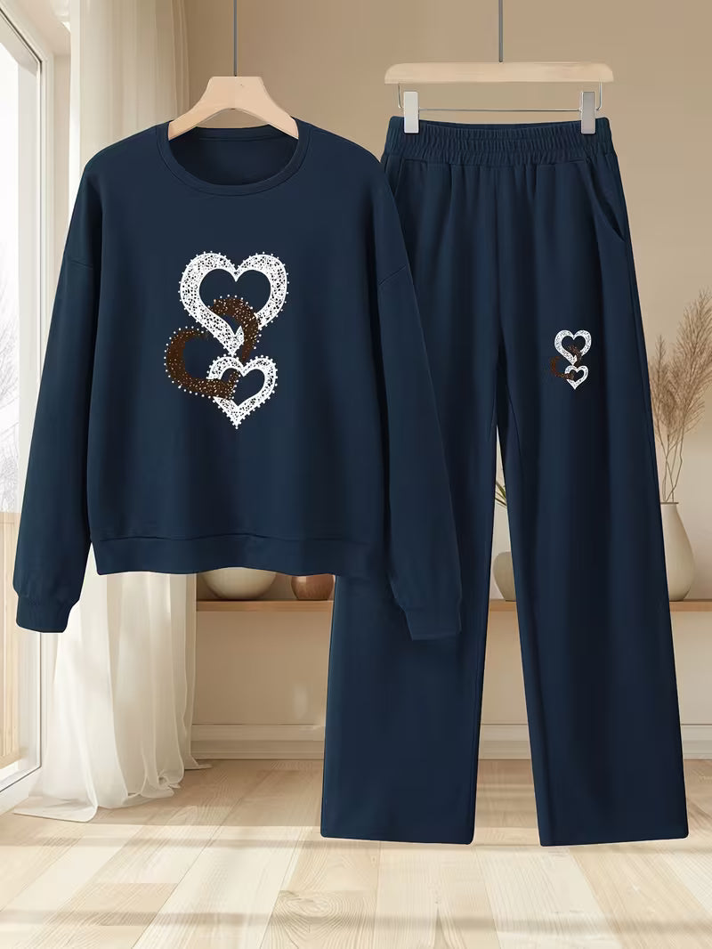 2pcs Autumn-Winter Heart Pattern sets
