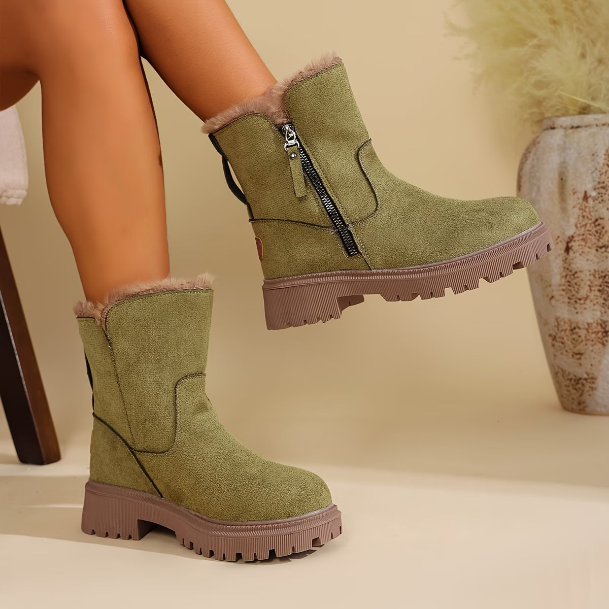 Women's Western Style Classic Short Boots – Thickened Warm Lining & Sturdy Sole