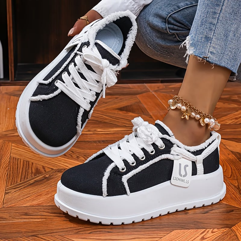 Americana Fray Platform Sneakers – Vintage Skate Style with Height-Boosting Sole