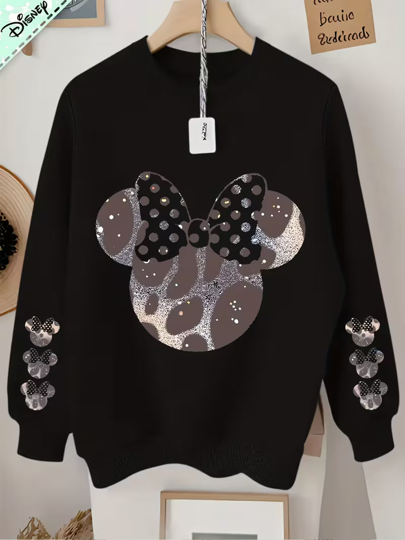Women's casual long-sleeved sweatshirt with starry leopard print