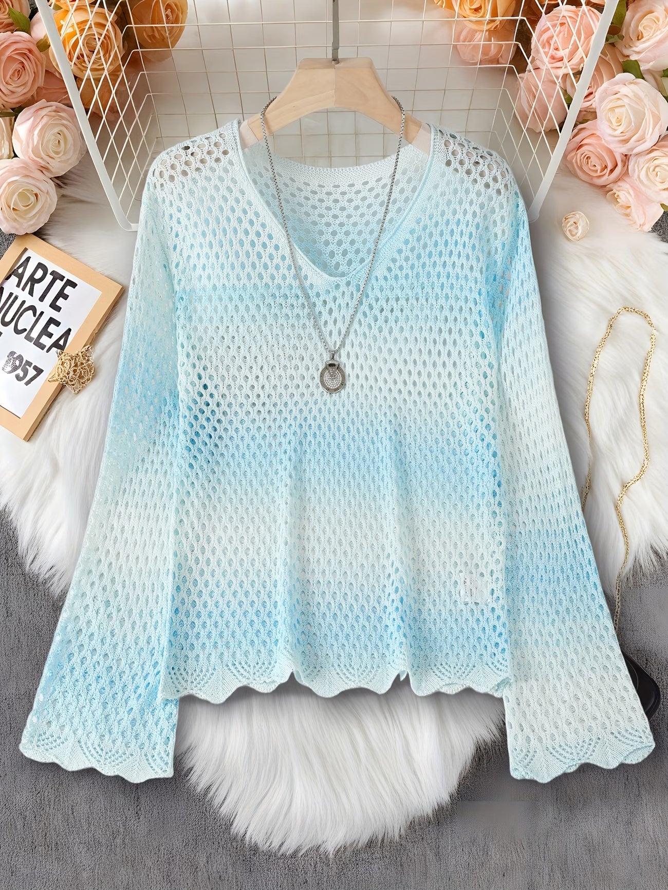 Summer Gradient Hollow-Out Thin Breathable Bolero