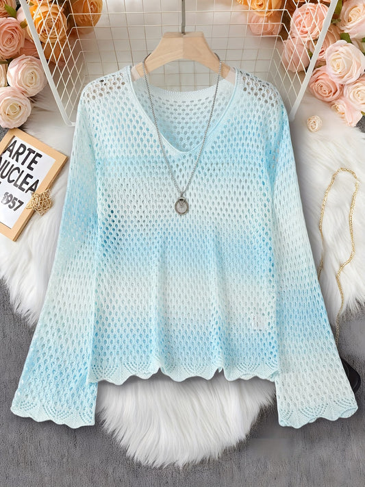 Summer Gradient Hollow-Out Thin Breathable Bolero