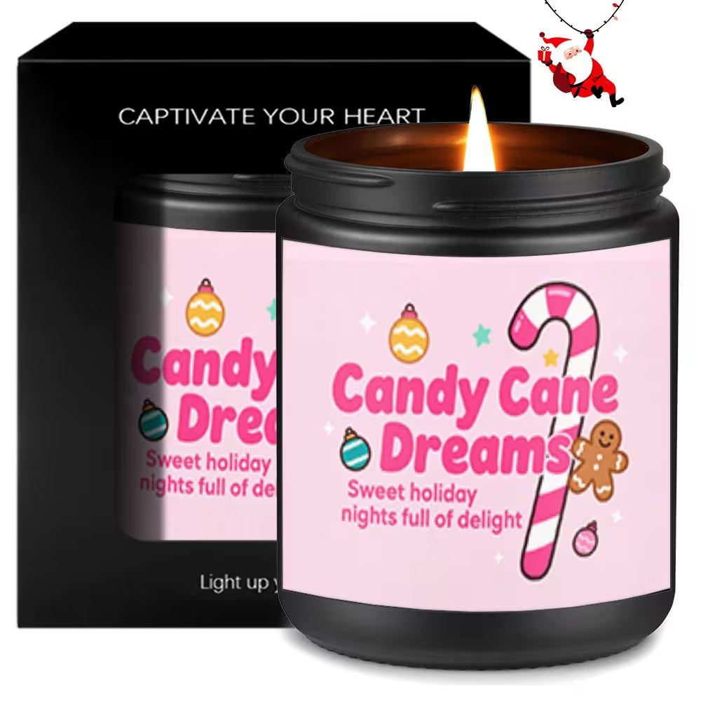 Lavender Scented Candle | Christmas Candy Cane & Gingerbread Dreams Holiday Edition