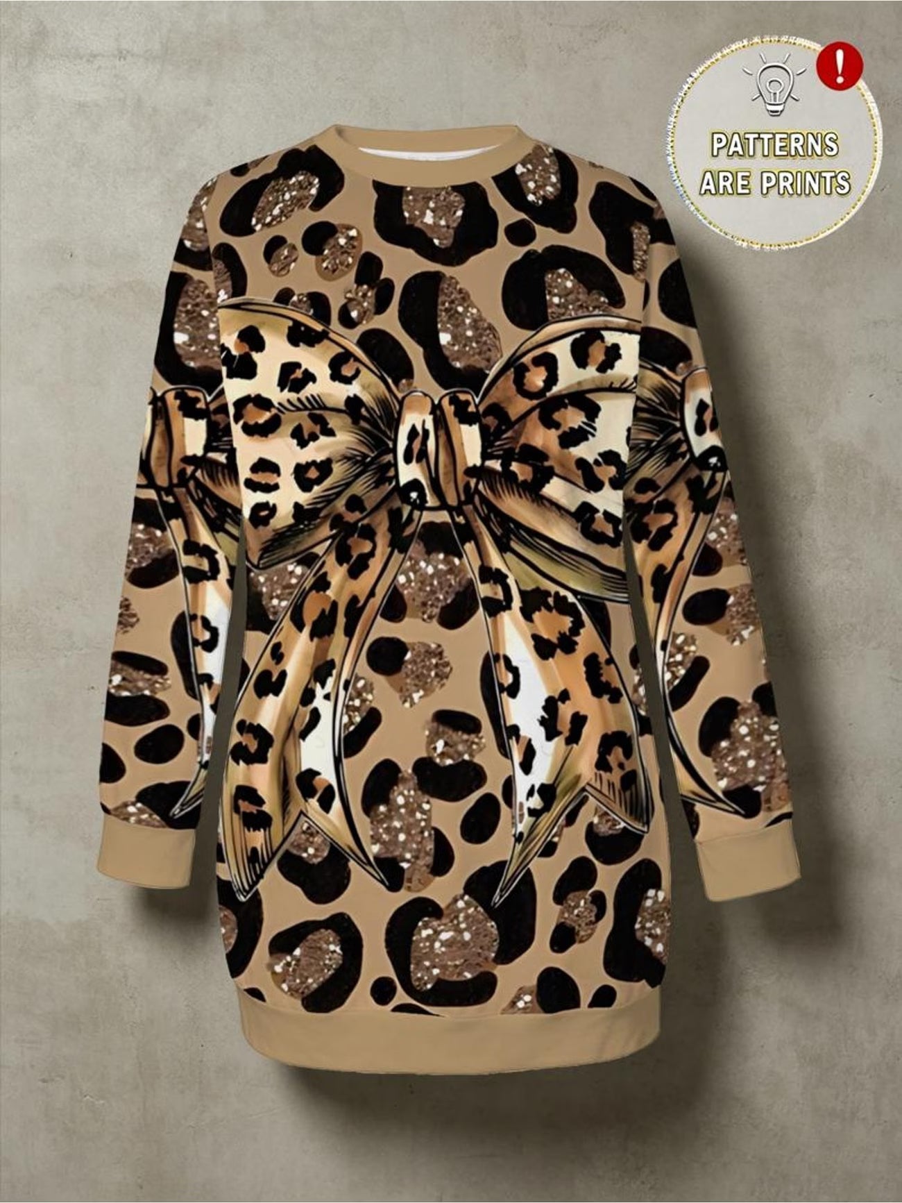 Leopard Butterfly Print Bow Sweatshirt