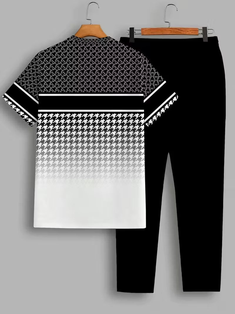 2pcs Men's Gradient Colorblock Athletic Set