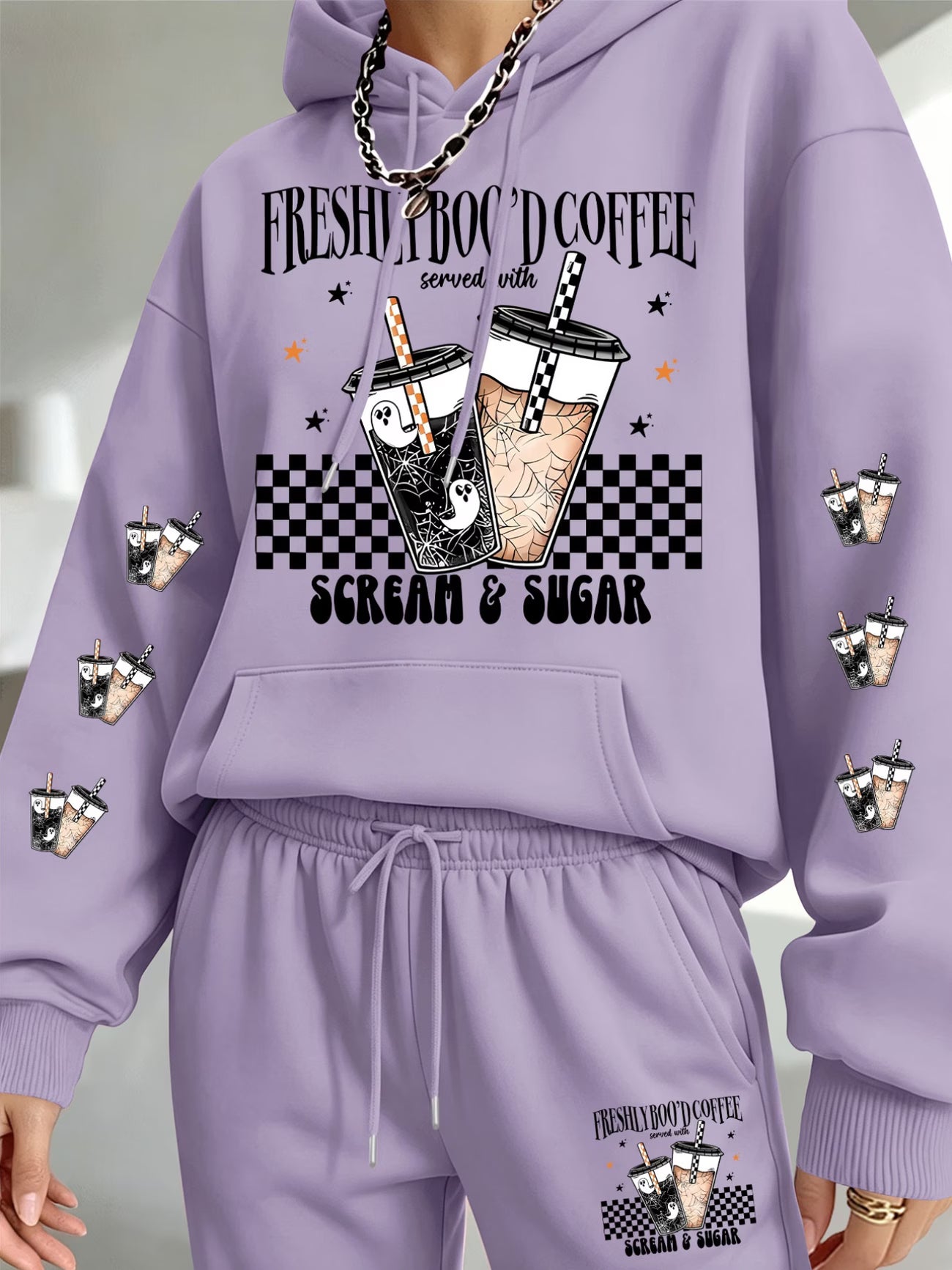 Women's 'Scream & Sugar' Coffee Cup Print Hoodie & Sweatpants Set