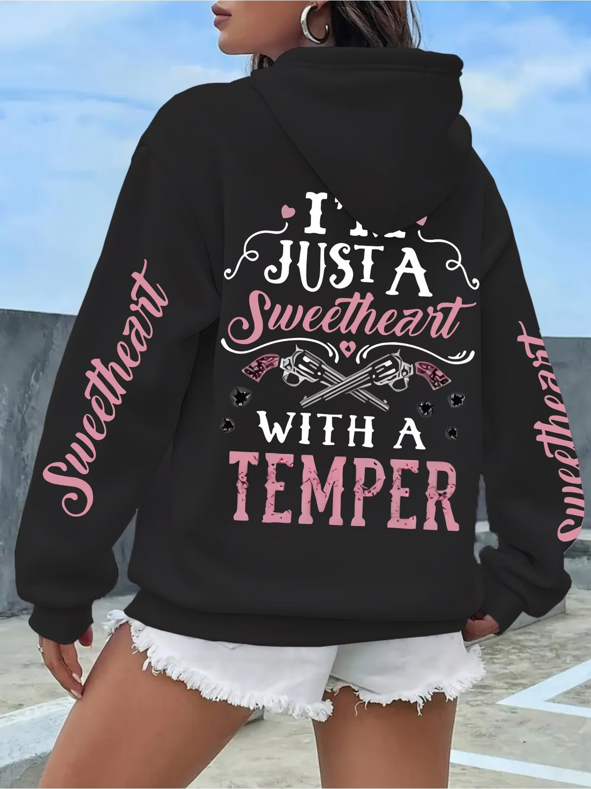 Ladies "A with a Temper" Letter Pattern Printed Sweater